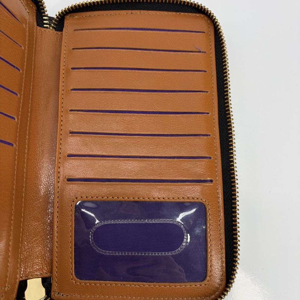Tusk Genuine Leather Double Zip Wallet Organizer Clutch Womens Blank and Tan - Picture 5 of 6